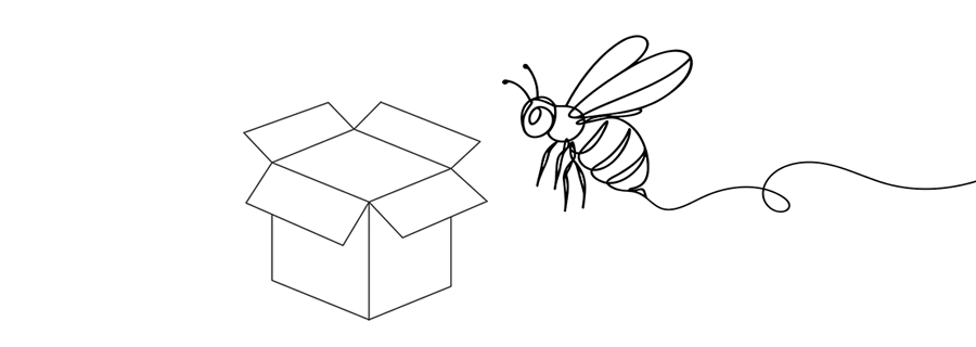 Bee flying to a box